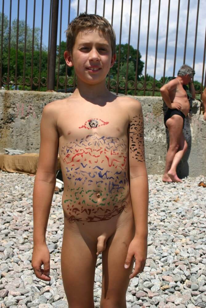 Father and Daughter Painted pics - Nudism is often equated with naturism
