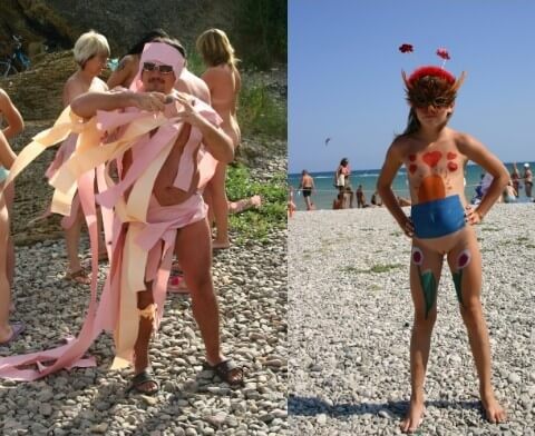 Natural Mud Camouflaging pics - Growing up on a nude beach
