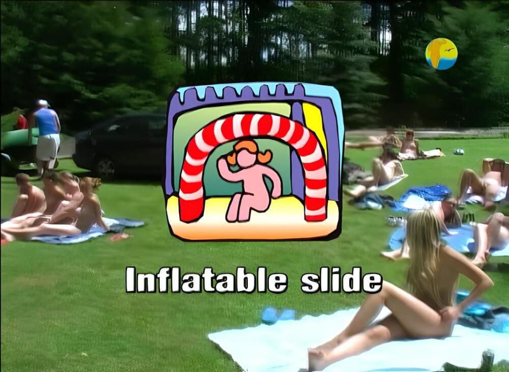 Naturist: Freedom: Inflatable Slide - People in a State of Complete Nudity