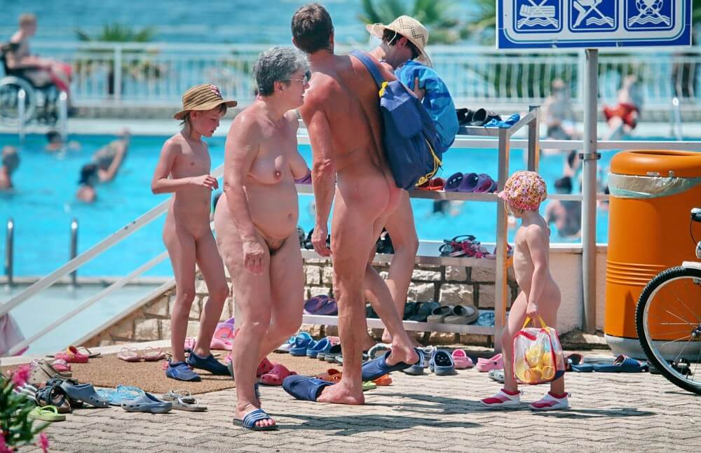 Family Poolside Grouping pics - Freedom of choice and honesty are key ideas in naturism and nudism